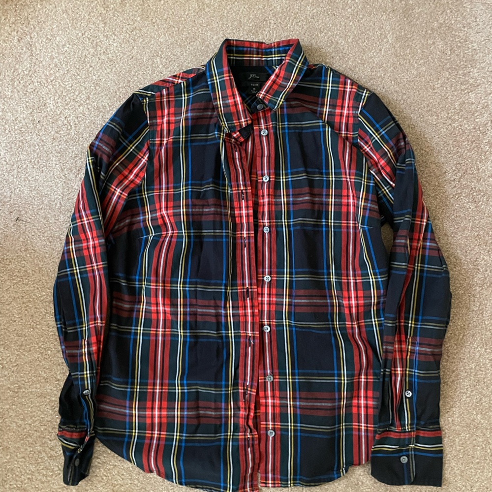 J Crew Size 6 button down shirt holiday plaid slim fit